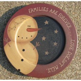 Primitive Wood Snowman Plate 31125F - Families are Forever  