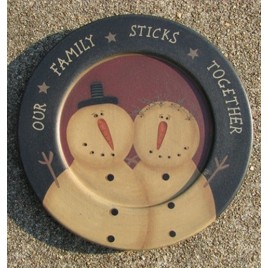 Primitive Snowman Wood Plate 31125OF-Our Family Sticks Together Primitive Snowman Wood Plate 31125OF-Our Family Sticks Together
