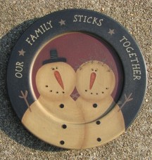 Primitive Snowman Wood Plate 31125OF-Our Family Sticks Together Primitive Snowman Wood Plate 31125OF-Our Family Sticks Together