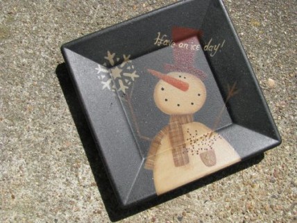 Primitive Wood Snowman Plate 31485ID- Have an Ice Day Primitive Wood Snowman Plate 31485ID- Have an Ice Day