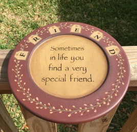 Primitive Wood Plate 31493D - Friend Tag  