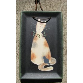 Primitive Wood Cat Plate 31720B - Black Cat Primitive Wood Cat Plate 31720B - Black Cat