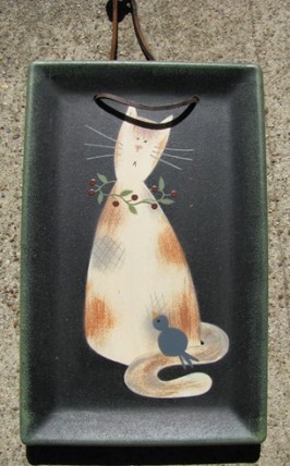 Primitive Wood Cat Plate 31720B - Black Cat Primitive Wood Cat Plate 31720B - Black Cat