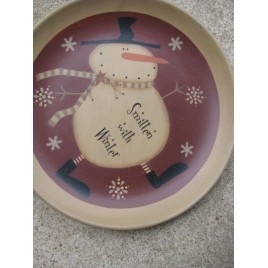 Snowman Wood Plate 31824W - Smitten with Winter Snowman Wood Plate 31824W - Smitten with Winter