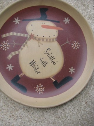 Snowman Wood Plate 31824W - Smitten with Winter Snowman Wood Plate 31824W - Smitten with Winter