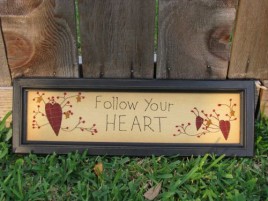31828F - Follow Your Heart Black framed stitchery 