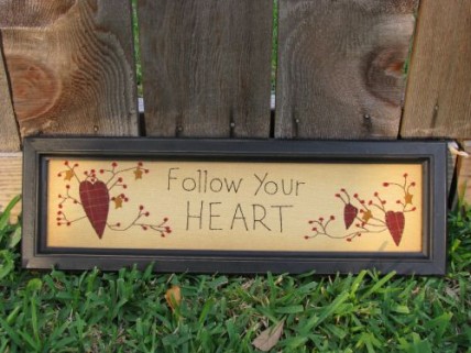 31828F - Follow Your Heart Black framed stitchery 