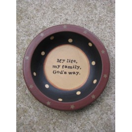 Primitive Wood Bowl 32056M-My Life My Family God's Way