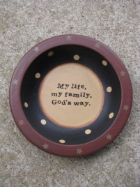 Primitive Wood Bowl 32056M-My Life My Family God's Way