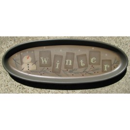 Wood Oval Plate 32180W - Snowman Winter Wood Oval Plate 32180W - Snowman Winter