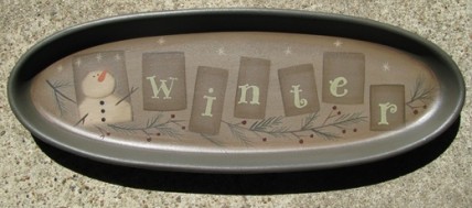 Wood Oval Plate 32180W - Snowman Winter Wood Oval Plate 32180W - Snowman Winter