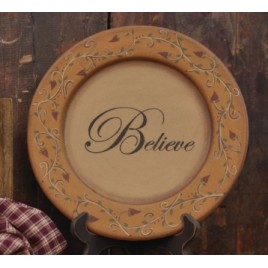 Primitive Wood Plate 32157- Believe Vine  