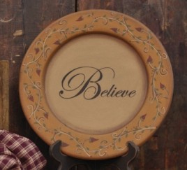 Primitive Wood Plate 32157- Believe Vine  