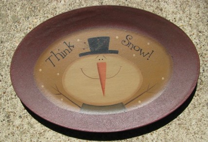 32174TS - Think Snow Snowman wood plate 32174TS - Think Snow Snowman wood plate
