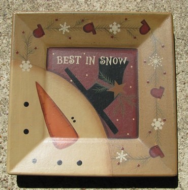 32180BS - Best in Snow snowman wood plate 32180BS - Best in Snow snowman wood plate