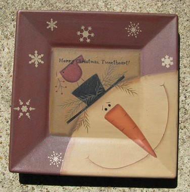 32180MCT-Merry Christmas Tweetheart snowman wood plate 32180MCT-Merry Christmas Tweetheart snowman wood plate