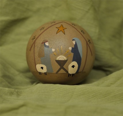 Primitive Wood Ball 32533 - Nativity Wood Ball Primitive Wood Ball 32533 - Nativity Wood Ball