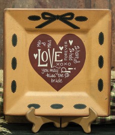 Primitive Wood Plate 32669 Love And Ribbon  