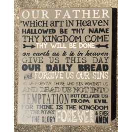 Primitive Wood Box Sign 32710 The Lord's Prayer 