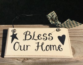 Primitive Wood Mini Sign 32901B - Bless Our Home 