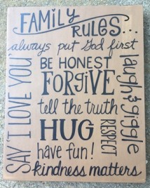 Primitive Wood Box Sign 32996 Family Rules  