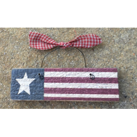 Primitive US Flag on wire with gingham Bow Ornament Primitive US Flag on wire with gingham Bow Ornament