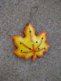 OR-331 Fall Leaf Metal Christmas Ornament 