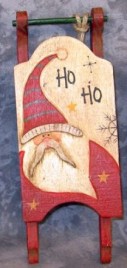 Primitive Wood Santa Sleigh 34043H-  HOHOHO Sleigh Ornament