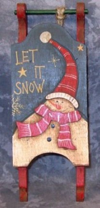 Primitive Wood Santa Sleigh 34043L -Snowman Let it Snow Mini Wood Christmas Sleigh Ornament Primitive Wood Santa Sleigh 34043L -Snowman Let it Snow Mini Wood Christmas Sleigh Ornament