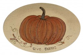 Give Thanks White Pumpkin Decorative Plate