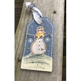 34847SM Snowman Wood Tag 