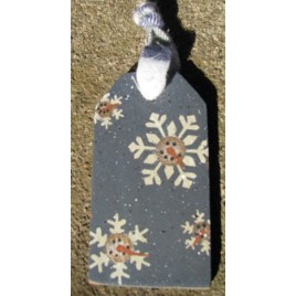 JS34847SF-Snowman Snow Flake wood Tag