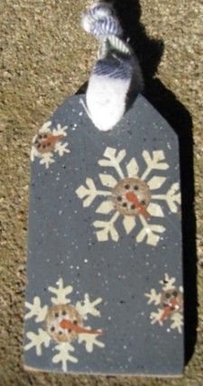 JS34847SF-Snowman Snow Flake wood Tag