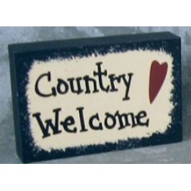Primitive Wood Block 35111CW-Country Welcome Primitive Wood Block 35111CW-Country Welcome