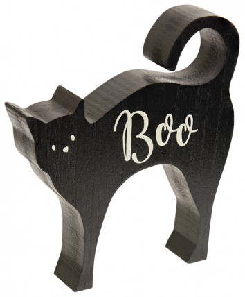 Boo Cat Chunky Wood Sitter Boo Cat Chunky Wood Sitter
