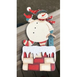 Wood Snowman Christmas Ornament 