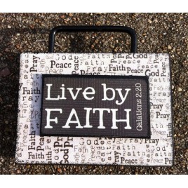 Primitive Wooden Box Sign 36747LF - Live By Faith Galations 2:20 Primitive Wooden Box Sign 36747LF - Live By Faith Galations 2:20