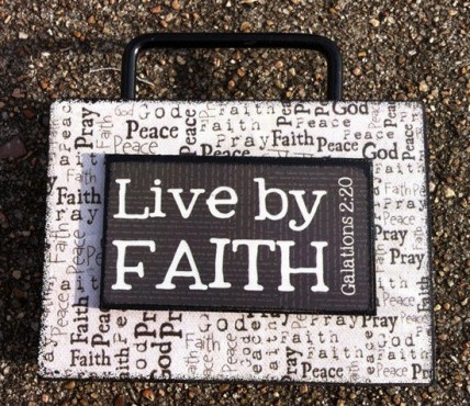 Primitive Wooden Box Sign 36747LF - Live By Faith Galations 2:20