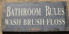 Primitive Wood Bathroom Sign  36907CB-Bathroom Rules Blue 