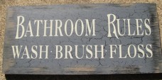 Primitive Wood Bathroom Sign  36907CB-Bathroom Rules Blue 