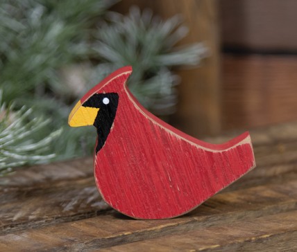 Distressed Wooden Cardinal Sitter Distressed Wooden Cardinal Sitter