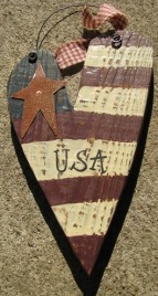 197USA - USA Heart Metal Wood Star 