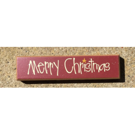 Primitive Wood Block 38676MC - Merry Christmas 