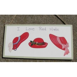 Red Hats Wood Sign 38B - I Love Red Hats Red Hats Wood Sign 38B - I Love Red Hats