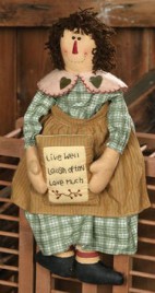 3D6048-Live Well Love Much Laugh Often Primitive Doll