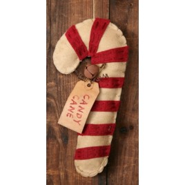 3D6101- Candy Cane Felt Ornament with Bell and tag 