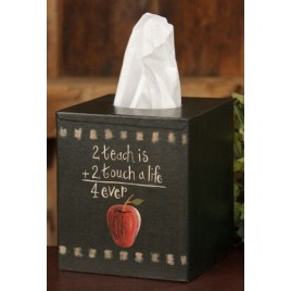 Primitive Tissue Box Cover TB312- 2 Teach is 2 A Touch Paper Mache'  Primitive Tissue Box Cover TB312- 2 Teach is 2 A Touch Paper Mache'