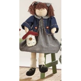 41382-Sitting Girl Blue Plaid Dress Doll 41382-Sitting Girl Blue Plaid Dress Doll