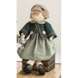 41384 Sitting Girl Green Plaid Dress 41384 Sitting Girl Green Plaid Dress