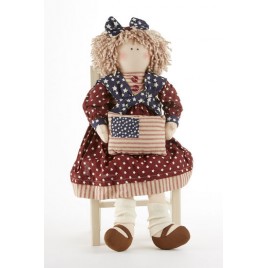 Cloth Primitive Doll 41405 Americana Doll Girl w/flag Cloth Primitive Doll 41405 Americana Doll Girl w/flag